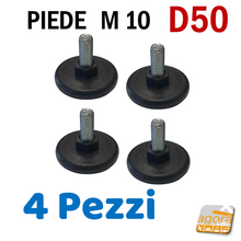 Carica l'immagine nel visualizzatore di Gallery, 4 pezzi piedini regolabili 50x20 plastica nera acciaio zincato
