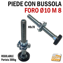 Carica l'immagine nel visualizzatore di Gallery, Piedino Regolabile in acciaio con Graffa filettata M8x70mm Piede Reg con piattello per mobili telai alta portata 300kg