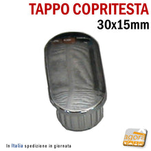 Carica l'immagine nel visualizzatore di Gallery, TAPPO OVALE CROMATO bombato tappi copri testa 30 x 15 mm in ABS Puntale cm.3x1,5 pz10