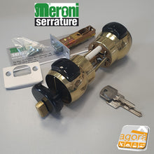 Carica l'immagine nel visualizzatore di Gallery, SERRATURA PORTA PREMI-APRI CON CHIAVE MERONI TB-60 E60 OTTONE 13 US3 INGRESSO UFFICIO kit