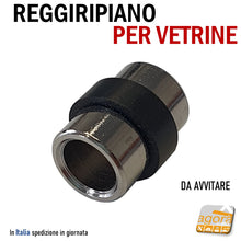Carica l'immagine nel visualizzatore di Gallery, 10Pz REGGIRIPIANO PERNO PER VETRINE E RIPIANI CON GOMMA DIAM 12X18 REGGIVETRO reggimensola da avvitare con anellino in gomma nera perni