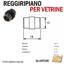 Carica l'immagine nel visualizzatore di Gallery, 50 pezzi REGGIRIPIANO PERNO PER VETRINE E RIPIANI CON GOMMA DIAM 12X18 REGGIVETRO reggimensola da avvitare con anellino in gomma nera reggiripiani reggimensole