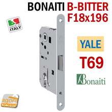 Load image into Gallery viewer, sostituzione SERRATURA PORTA YALE FRONTALE 18x196mm BONAITI T69 B-BITTER SCROCCO Plastica