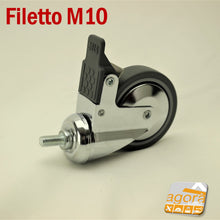 Carica l'immagine nel visualizzatore di Gallery, ruota ruote con freno cromata con filetto 10mm diametro 80 antigraffio antitraccia x locali commerciali e negozi x espositori grigio treki avo