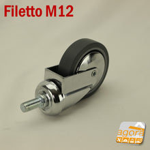 Carica l'immagine nel visualizzatore di Gallery, ruota della avo made in italy gommata antiraffio e antitraccia filetto m12mm diametro ruota 80mm