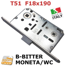 Load image into Gallery viewer, SERRATURA PORTA FRONTALE 18x190 IDOOR-BONAITI B-BITTER T51 CR OP MONETA LIBERO-occupato WC BAGNO