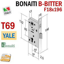 Load image into Gallery viewer, Ricambio SERRATURA PORTA YALE FRONTALE 18x196mm BONAITI T69 B-BITTER SCROCCO CENTRALE E50
