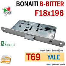 Load image into Gallery viewer, SERRATURA PORTA YALE FRONTALE 18x196mm BONAITI T69 B-BITTER SCROCCO CENTRALE E50 I85