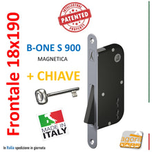 Carica l'immagine nel visualizzatore di Gallery, SERRATURA PORTA INTERNA MAGNETICA B-ONE BONAITI S900 FRONTALE 18X190MM E50 INT70/90 serrature originali in pronta consegna