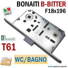 Carica l'immagine nel visualizzatore di Gallery, SERRATURA PORTA FRONTALE 18x196 E50 I90 BONAITI B-BITTER T61 CR OP MONETA LIBERO/OCC WC BAGNO