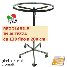 Carica l'immagine nel visualizzatore di Gallery, STENDER APPENDERIA ROTONDO GIREVOLE SU RUOTE PORTABITI NEGOZIO ABBIGLIAMENTO VESTITI CR