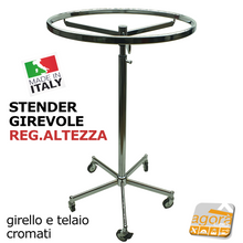 Carica l'immagine nel visualizzatore di Gallery, STENDER APPENDERIA ROTONDO GIREVOLE SU RUOTE PORTABITI NEGOZIO ABBIGLIAMENTO VESTITI CR
