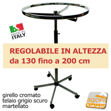Carica l'immagine nel visualizzatore di Gallery, STENDER APPENDERIA ROTONDO GIREVOLE PORTABITI NEGOZIO ABBIGLIAMENTO VESTITI GM ruote