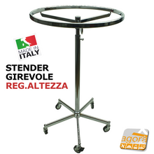 Carica l'immagine nel visualizzatore di Gallery, STENDER APPENDERIA ROTONDO GIREVOLE SU RUOTE PORTABITI NEGOZIO ABBIGLIAMENTO VESTITI CR