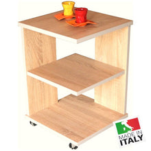 Carica l'immagine nel visualizzatore di Gallery, Tavolino Sala Open Tavolo Multiuso Table Servetto Multifunzione Design x Divano cm. 37x37x50H Rovere Legno 800