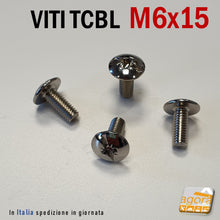 Carica l'immagine nel visualizzatore di Gallery, VITI BOMBATE TESTA LARGA NICHELATE IN METALLO DIAMETRO 6MM LUNGHEZZA 15MM