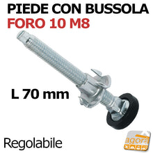 Carica l'immagine nel visualizzatore di Gallery, piede con graffa vite filettata m8 con bussola foro 10mm L 70 zn