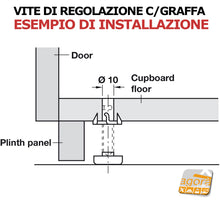 Carica l'immagine nel visualizzatore di Gallery, piede con graffa vite filettata m8 con bussola foro 10mm L 70mm