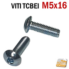 Carica l'immagine nel visualizzatore di Gallery, VITI VITE TCBEI ZINCATA BIANCA FILETTATA CON INCASSO A BRUGOLA ESAGONALE TESTA CILINDRICA BOMBATA M5x16