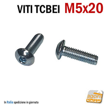 Carica l'immagine nel visualizzatore di Gallery, VITI TCBEI M 5x20 ZINCATO BIANCO TESTA CILINDRICA BOMBATA BRUGOLA MA5 VITE ISO 7380