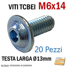 Carica l'immagine nel visualizzatore di Gallery, viti filettate testa larga bombata M6x14mm filettata iso7380-2 010-9 20pz