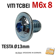Carica l'immagine nel visualizzatore di Gallery, 20pz VITE VITI TCBEI FL M 6x 8 ZINCATO BIANCO TESTA CILINDRICA BOMBATA BRUGOLA MA6