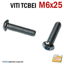 Carica l'immagine nel visualizzatore di Gallery, viti tcbei 6x25 zincate bianche con incasso a brugola filetto M6 allen screws