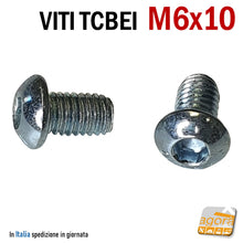 Carica l'immagine nel visualizzatore di Gallery, 50Pz VITE VITI TCBEI M 6x10 ZINCATO BIANCO TESTA CILINDRICA BOMBATA BRUGOLA MA6