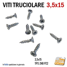 Load image into Gallery viewer, VITI LEGNO TESTA SVASATA TRUCIOLARE MDF PZD 3,5X15 VITE TPS ZNB 1000pz vite per truciolati zincata testa piana a croce pozidrive

