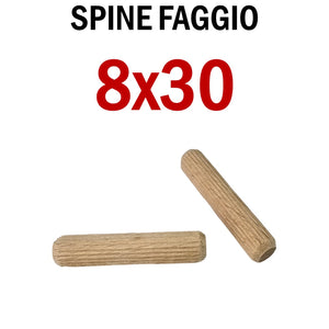 SPINE FAGGIO STRIATE D 8X30MM TASSELLO IN LEGNO PER MOBILI SPINA LEGNO tassello d8x30mm lunghezza 3cm per uso professionale - falegnameria montaggio mobili