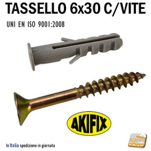 Carica l'immagine nel visualizzatore di Gallery, TASSELLO IN NYLON CON COLLARINO FORO D6 x 30 IN NYLON CON VITE diametro 4,5x40 testa svasata x guide cartongesso
