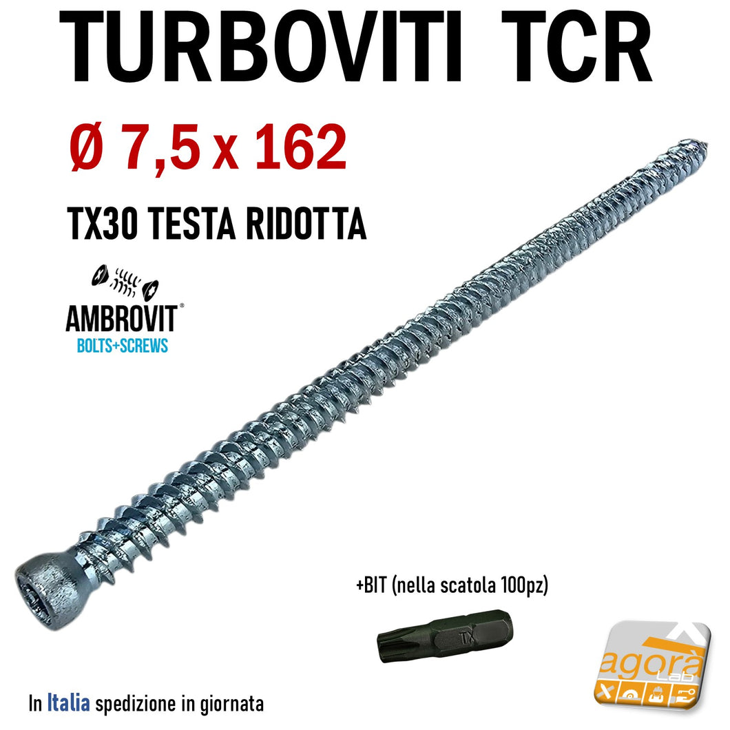Turboviti per calcestruzzo cemento muratura turbovite testa cilindrica ridotta ambrovit 07062 diametro 7,5mm zincata alta qualità vite viti per foro diametro 6 mm 7.5x162mm 16cm