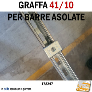 Graffa 41/10 per barra asolata mm 41 Piastra-Griffa Sikla c/foro per impianti