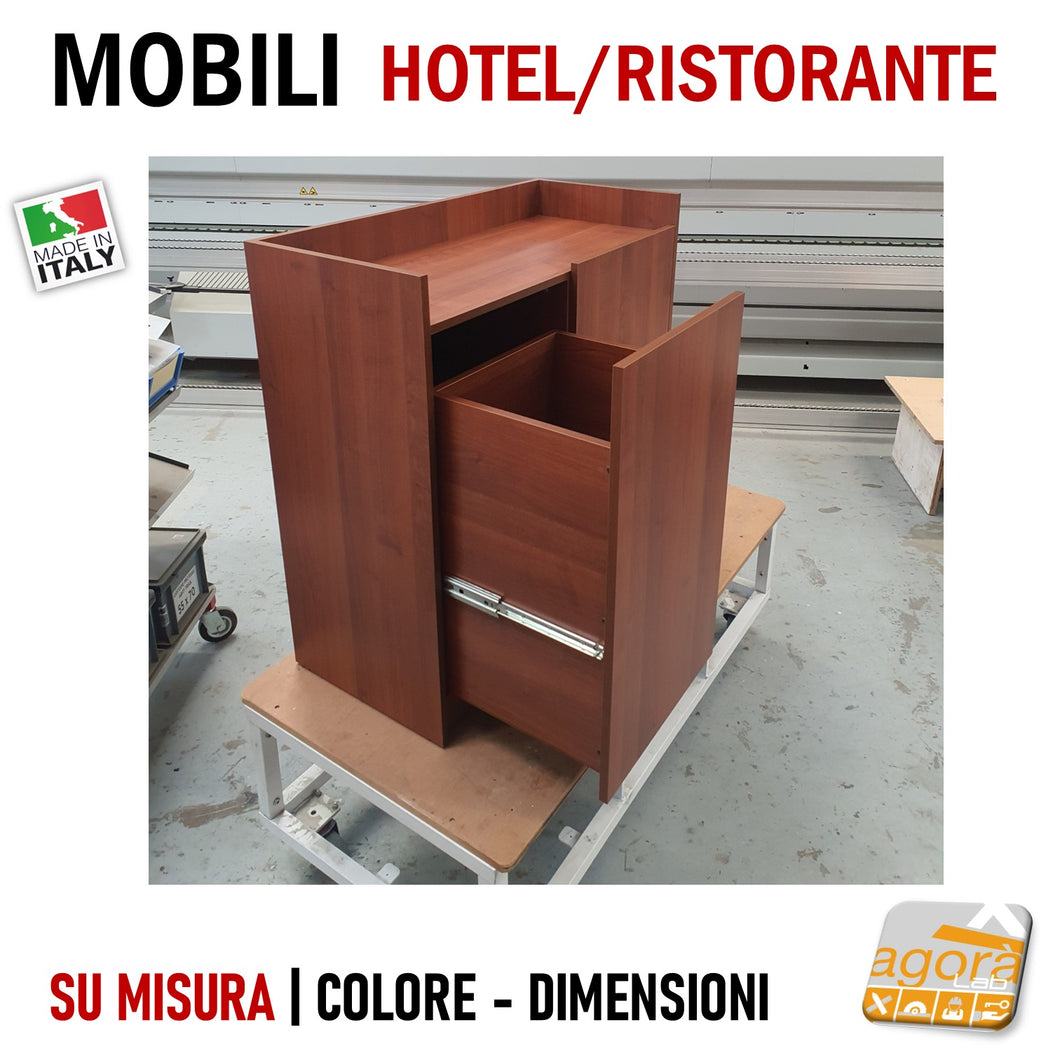 mobile su misura per ristorante ristorazione hotel alberghi ristoranti sala buffet bar albergo per riporre stovliglie piatti bicchieri con cassettone estrazione totale anta senza maniglia design moderno retrò color legno bianco nero grigio alta qualità professionale