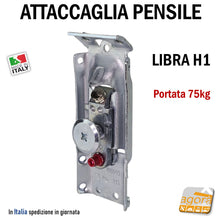 Carica l&#39;immagine nel visualizzatore di Gallery, Attaccaglia staffa supporto pensili cucina mobili regolabile alta portata Libra H1 ferramenta livenza
