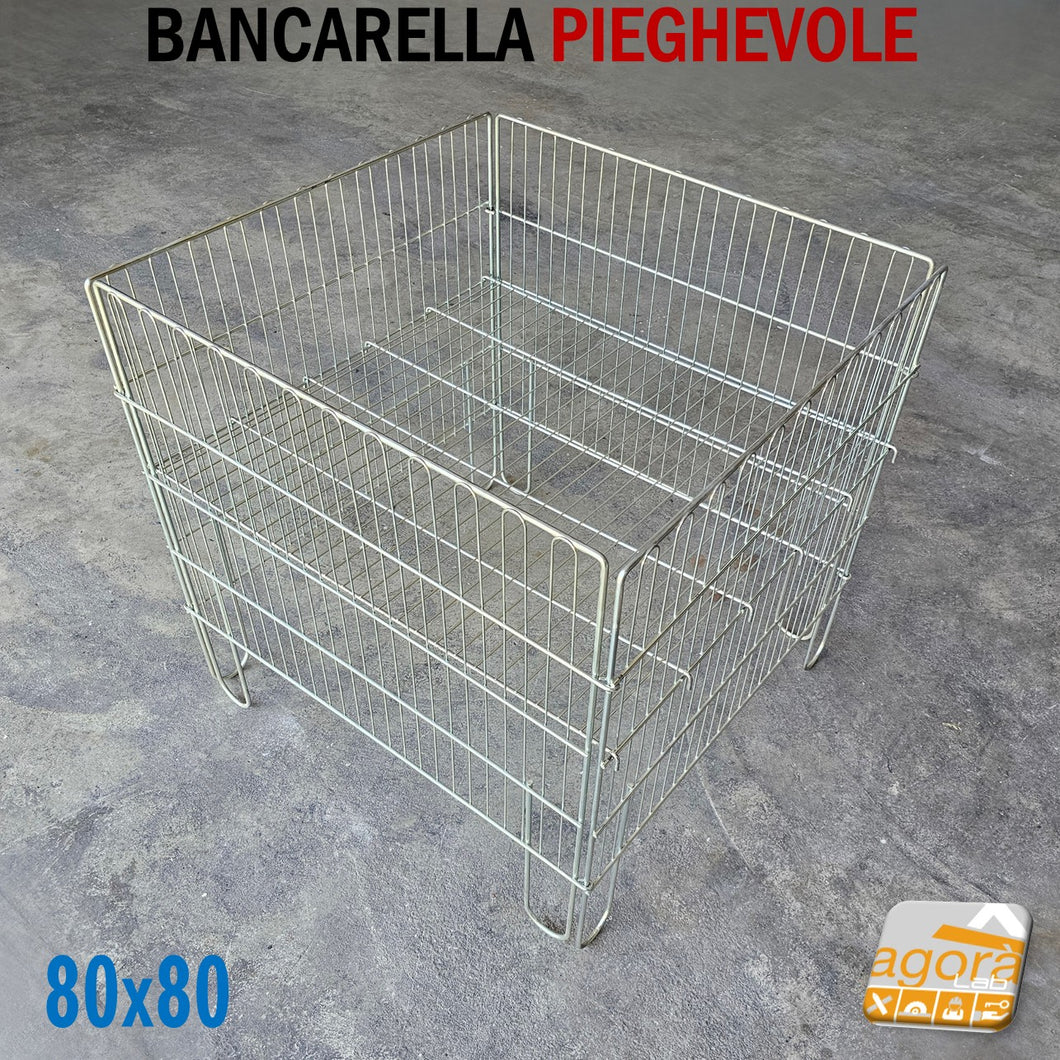 Bancarella espositiva per negozio cestone in filo bancarelle pieghevoli grande cm. 80x80 x80H 800x800 cromata robusta arredo negozio espositore centrale