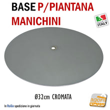 Carica l&#39;immagine nel visualizzatore di Gallery, BASE TONDA IN ACCIAIO CROMATO DIAMETRO 320 MM spessore 3 MM PER SUPPORTO TUBO MANICHINO BUSTO lamiera cromata rotonda in acciaio Ø32cm supporti manichini busti mezzi busti per negozio negozi
