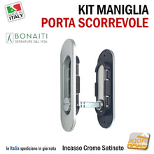 Carica l&#39;immagine nel visualizzatore di Gallery, MANIGLIA PER PORTA SCORREVOLE SCRIGNO BOCCHETTA OVALE WC BAGNO BONAITI NON 120x40 Foro 86x20 Cr.Sat
