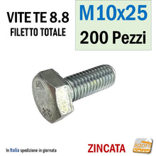 Carica l'immagine nel visualizzatore di Gallery, M10x25 vite TE viti testa esagonale bulloni filettati bullone metrico zincato filetto totale UNI5739 8.8 M 10 x 25 mm

