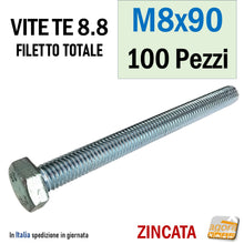 Carica l'immagine nel visualizzatore di Gallery, M8x90 vite TE viti testa esagonale bulloni filettati bullone metrico zincato filetto totale UNI5739 8.8 M 8 x 90 mm
