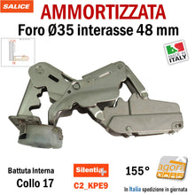 Carica l'immagine nel visualizzatore di Gallery, cerniera ante mobili cucina salice apertura 155° ammortizzata soft battuta interna collo 17 C2AKPE9 180 Gradi forti spessori
