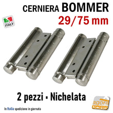Carica l'immagine nel visualizzatore di Gallery, Cerniera Saloon Bommer per porte porta anta ante a molla vieni e vai va e vieni nichelata 29 75 mm art.107 ean: 4045989143702
