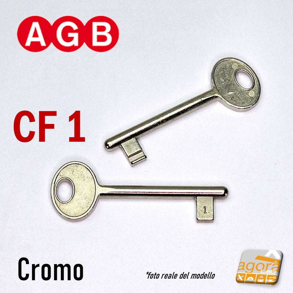 Chiave per porta interna serratura patent AGB cromo cromata nichelata normale standard semplice originale cf 1 N1