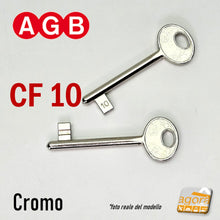 Load image into Gallery viewer, Chiave per porta interna serratura patent AGB cromo cromata nichelata normale standard semplice originale cf 10 N10
