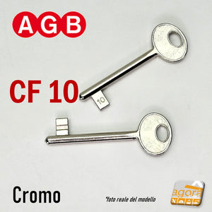 Chiave per porta interna serratura patent AGB cromo cromata nichelata normale standard semplice originale cf 10 N10