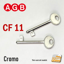 Carica l&#39;immagine nel visualizzatore di Gallery, Chiave per porta interna serratura patent AGB cromo cromata nichelata normale standard semplice originale cf 11 N11
