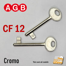 Load image into Gallery viewer, Chiave per porta interna serratura patent AGB cromo cromata nichelata normale standard semplice originale cf 12 N12
