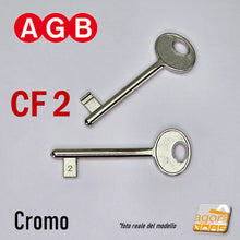 Carica l&#39;immagine nel visualizzatore di Gallery, Chiave per porta interna serratura patent AGB cromo cromata nichelata normale standard semplice originale cf 2 N2
