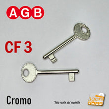 Carica l&#39;immagine nel visualizzatore di Gallery, Chiave per porta interna serratura patent AGB cromo cromata nichelata normale standard semplice originale cf 3 N3
