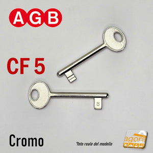 Chiave per porta interna serratura patent AGB cromo cromata nichelata normale standard semplice originale cf 5 N5